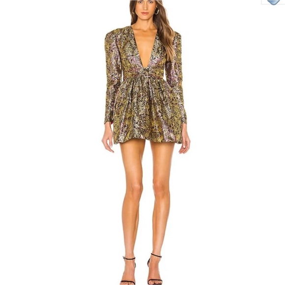 NBD Danjelica Mini Dress in Gold and Magenta, Size: XS - Picture 3 of 12